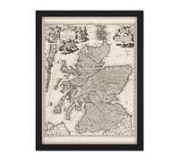 Visscher 1689 Pictorial Map Kingdom Scotland Large Framed Art Print Poster Wall Decor 18x24 in