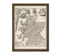 Visscher 1689 Pictorial Map Kingdom Scotland Large Framed Art Print Poster Wall Decor 18x24 in