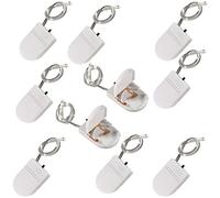 VISSQH 10 pcs 1 x 3V CR2032 battery holder CR2032 button battery holder, with Leads On Off Switch,for LED (White)