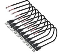 VISSQH 10 Pcs USB 2.0 Male 2 Pin Panel Mount connector Cable,Solderable Mini USB connector cable,Plug pigtail cable for Equipment Installed or DIY Replace Repair (30 cm)