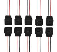 VISSQH 10 PCS USB-C Female Charging Cables, 3A 2-pin, 100mm 22AWG, Red+Black, Compatible with Driving Recorder, LED Desk Lamp, USB Fan