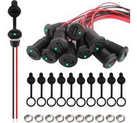 VISSQH 10 PCS USB Type-C Female Chassis,3A 2-pin USB C Soldering Jack with LED light,2 Wire USB C Panel Mount connector,24AWG round Waterproof USB C Pigtail Cable Extension Power Cable(Black)