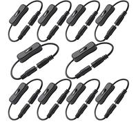 VISSQH 10Pcs 5.5mm x 2.1mm DC Switch 12V DC Switch Cable for SMD 5050 3528 5630 LED Strip, Wall Lamp and other DC 12V Devices (Black)