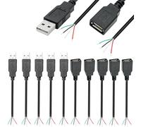 VISSQH 10Pcs USB 2.0 Male Female 4 Pin connector Cable,Solderable Mini USB connector cable,USB Plug cable for USB Equipment Installed or DIY Replace Repair (30cm)