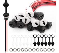 VISSQH 12 PCS USB Type-C Female Chassis,3A 2-pin USB C Soldering Jack,2 Wire USB C Panel Mount connector,24AWG round Waterproof USB C Pigtail Cable Extension Power Cable(Black+White)