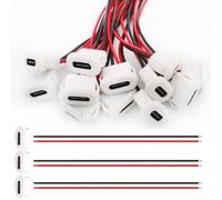 VISSQH 12 PCS USB Type-C Female Chassis,3A 2-pin USB C Soldering Jack with Card Buckle,2 Wire USB C Panel Mount connector,24AWG USB C Pigtail Cable Extension Power Cable(White)