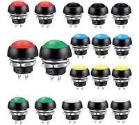 VISSQH 18Pcs 12mm Waterproof Momentary Push Button, Mini Round Button,AC 1.5A /250V 3A/125V,SPST ON/OFF Small Power 12V Push Button, for Car Trumpet,DIY, PC, Table Lamp, Home Doorbell