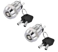 VISSQH 2 pcs 12V round Key Switch 2 Position key switch ON/OFF 12mm Metal Key Lock Switch Key Starter Switch suitable for Ignition Starter Switch