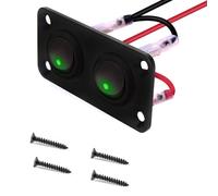 VISSQH 2 Pcs Green 3 Pin Round Toggle Switch,12V 20A/24V 10A Rocker Switch ON/Off,Mini Toggle Switch 2 Gang Toggle Rocker Switch Panel for Car Boat Truck Motorcycle etc