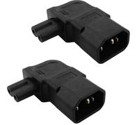 VISSQH 2 Pcs IEC 320 C14 Male to C7 Female 90 Degree Right Angled AC 250V 2.5A Figure 8 Power plug Extension Adapter Connector