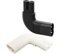 VISSQH 2 PCS IEC 320 C7 to C8 Power Adapter 90 Degree Down UP Right Angle AC Adapter 2-Pin 250V 2.5A Figure 8 Male To Female Power Extension Adapter Converter- Black & white