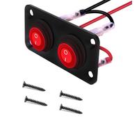 VISSQH 2 Pcs Red LED Round Toggle Switch,DC 12V-24V 20A Waterproof Rocker Switch ON/Off,3 Pin Mini Toggle Switch 2 Gang Toggle Rocker Switch Panel for Car Boat Truck Motorcycle etc