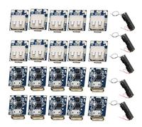 VISSQH 20 Pcs 5 V 1A lithium battery USB charging protection board 134N3P step up converter module + 5 x 18650 battery box for DIY LED display USB and micro port
