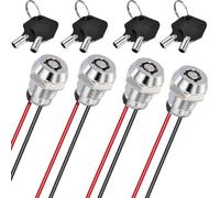 VISSQH 4 pcs 12V round Key Switch, 12mm Metal Key Lock Switch,Prewired Key Button Switch 2 Position key switch ON/OFF Key Starter Switch