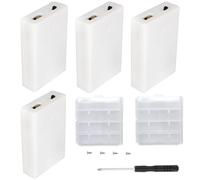 VISSQH 4 pcs AA battery holder,4 x 1.5V AA Plastic battery holder with built-in USB socket and ON/OFF switch and cover(white)
