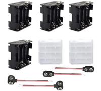 VISSQH 4 pcs AA battery holder,8 x 1.5V AA Plastic battery holder with I and T-Type Battery Snap Connector,12V AA Battery Holder Case with 2pcs Plastic Battery Storage Box (Black)