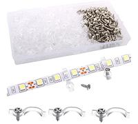 VISSQH 400 Pieces LEDLight Strip Mounting Brackets LED Light Strip Clips Fastener Silicone Fixing Clips Transparent Light Strip Clips,with Screws LED Strips Clips for 8 mm LED Strips