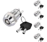 VISSQH 5 pcs 12V round Key Switch 2 Position ON/OFF 12mm Metal Key Button Switch suitable for Ignition Starter Switch