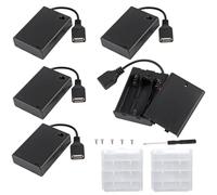 VISSQH 5 pcs AA battery holder,3 x 1.5V AA Plastic battery holder with USB socket and on/off switch and cover +2 pcs Plastic Battery Storage Box