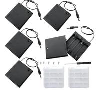 VISSQH 5 pcs AA battery holder,4 x 1.5V AA Plastic battery holder 6V battery holder housing with DC plug and on/off switch and cover +2 pcs Plastic Battery Storage Box