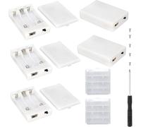VISSQH 5 pcs white AA battery holder,3 x 1.5V AA Plastic battery holder housing with built-in USB socket and ON/OFF switch and cover