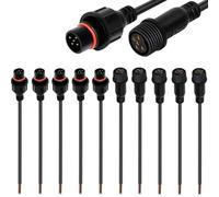 VISSQH 5 Pin waterproof connector,Male Female Plug 5 Pin IP67 waterproof Electrical Connectors with 24AWG 20CM Extension Cable for Car, Truck, Boat, LED Strip Lights(5 Pairs)