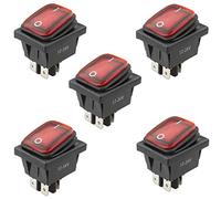 VISSQH 5pcs 12V 24V Waterproof 16A 250V 20A 125V 4 Pins 2 Position ON/Off Boat Toggle Switch with LED Indicator,DPST ON-OFF for Car Truck Boat Motorhome(Red)