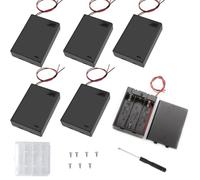 VISSQH 6 pcs AA battery holder with Wire Leads,3 x 1.5V AA Plastic battery holder with ON/Off Switch & Cover + 1 pcs Plastic Battery Storage Box and screws(4.5V)