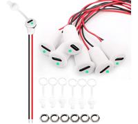 VISSQH 6 PCS USB Type-C Female Chassis,3A 2-pin USB C Soldering Jack,2 Wire USB C Panel Mount connector,24AWG round Waterproof USB C Pigtail Cable Extension Power Cable,with LED light(White)