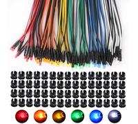 VISSQH 60Pcs 3mm LED Diode set with 20 cm cable,12V Prewired Led Light, Mini LED Lights Emitting Diodes,model building LED Diodes Light+ 60x 3mm Plastic LED Holder(red yellow blue orange green white)