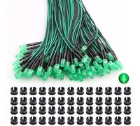 VISSQH 65Pcs 5mm LED Diodes Light with 20 cm cable,12V Prewired Led Light, Mini LED Lights Emitting Diodes,model building LED Diodes Light+ 65x 5mm Plastic LED Holder(green)