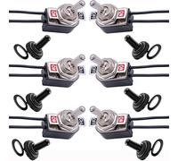 VISSQH 6pcs 12V Toggle Switch,Mini Car Toggle Switch, with Prewired 2 Position 2 Pin Car Rocker Switch,3A 250VAC / 6A 125VAC Metal Toggle switch,for Car Auto Truck Boat SPST ON/OFF