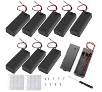 VISSQH 9 pcs AA battery holder,1 x 1.5V AA Plastic battery holder,with ON/Off Switch & Wire Leads & Cover + 2 pcs Plastic Battery Storage Box and screws(black)