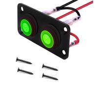 VISSQH Green LED Round Toggle Switch,3 Pin Mini Toggle Switch DC 12V-24V 20A Waterproof Rocker Switch ON/Off,2 Gang Toggle Rocker Switch Panel for Car Boat Truck Motorcycle etc