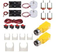 VISSQH Mini Motors Kit, Micro DC Motor, with AA Battery Holder, Motor Mounting Bracket, Boat Rocker Switch, Extension Cable,for DIY Educational Physics Experiment