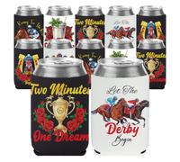 VISSTREE Derby Day Can Cooler Sleeves, 12 Pcs Soft Insulated Kentucky Horse Racing Beer Cans Coolers, Red Rose Neoprene Beverage Can Cover Sleeve for 2026 Kentucky Party Decorations Supplies Gifts