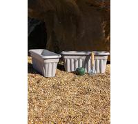 Vista 2x 60cm Rectangular Large Plastic Garden Plant Trough Wham Grey One Size