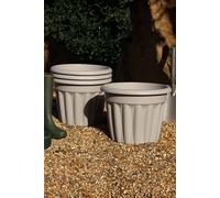 Wham 4x 40cm Vista Plastic Planter, Round Garden Plant Pot, Medium Floor Pot (40cm, 20L, Pack of 4) Indoor/Outdoor, Made in UK (Upcycle Grey)