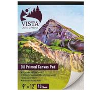 Vista Jute Oil Primed Canvas Pad 9"x12" - 10 Sheets, Blank Canvas for Eco Friendly Artists, Double-Primed Jute Surface, Ideal for Oils, Extra-Coarse Texture, Tape-Bound