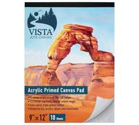 Vista Jute Universal Acrylic-Primed Canvas Pad 9"x12" - 10 Sheets, Blank Canvas for Eco Friendly Artists, Triple-Primed Jute Surface, Ideal for Oils, Acrylics & Mixed Media, Extra-Coarse Texture