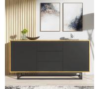 Vista Loft Sideboard 140cm - Industrial Storage with Rustic, Oak & Black Matt Doors Creative Furniture Multi One Size