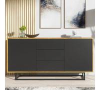 Vista Loft Sideboard 140Cm Industrial Dark Oak & Black Matt Doors - Creative Furniture