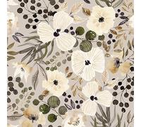 VistaPalette 18"x236" Boho Cream/Brown Daisy Flower Peel and Stick Self Adhesive Wallpaper Removable Contact Paper Stick on Easy Peel Off Wall Paper for Kitchen Bedroom Bathroom Renter