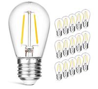 VISTERLITE 15 Pack Dimmable Shatterproof S14 LED Replacement Outdoor String Light Bulbs, 2700K 2W Plastic LED E26 Medium Screw Base Edison Bulbs Equivalent to 11-25 watt