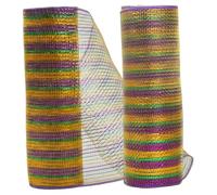 Vistnale 2 Rolls Purple Gold Green Deco Mesh Ribbon for Wreath Making Supplies, Foil Burlap Deco Mesh Fabric for Mardi Gras Carnival Masquerade Party Wreath Craft Decoration
