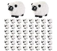 Vistnale 50Pcs Easter Mini Sheep Figurine Miniature Resin Sheep Figurine White Lamb Figure Cute Animal Statue Landscape Little Decor for Fairy Outdoor Garden DIY Ornament Cake Topper