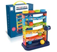 Vistnale Ball Drop Toy, 5 Tier Ball Drop Tower with Swirling Ramps, Hammer & 4 Balls, ABS Plastic Educational Toy for Babies Toddlers 3 Years Old|Hammering Pounding Toys