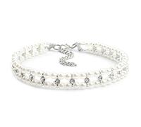 Vistnale Cat Chain Collar, Pearl Dog Collars for Small Dogs Cute Adjustable Cat Collars for Girl Cats Rhinestone Beaded Dog Collar Luxury Small Pet Choker for Puppy Kitten Wedding & Birthday