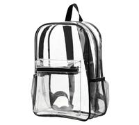 Vistnale Clear Backpack Flexible PVC Clear Bookbag Large Capacity Large Backpack Multiple Pockets Bag with Reinforced Straps Transparent for College Work Travel Black|Knapsack