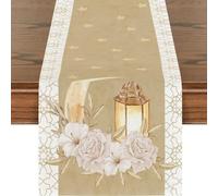 Vistnale Eid Table Runner|Ramadan Table Runner, 13x72in Retro-Luxury Golden Moon for Home Kitchen Dining Dinner Indoor Holiday Farmhouse Decor